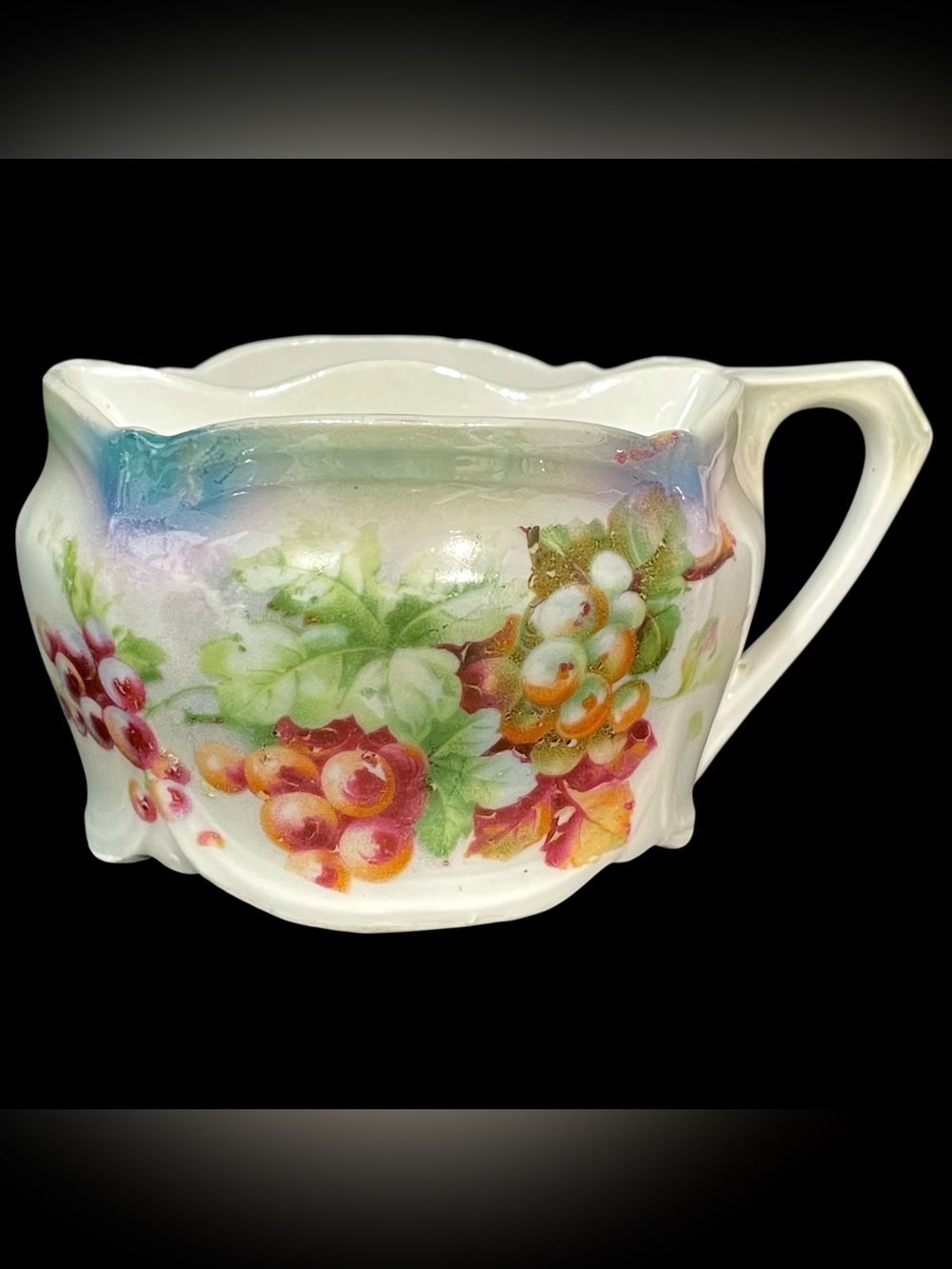 Antique 1920s Lehmann Arzberg Bavaria Porcelain Shaving Mug Hand Painted Grape
